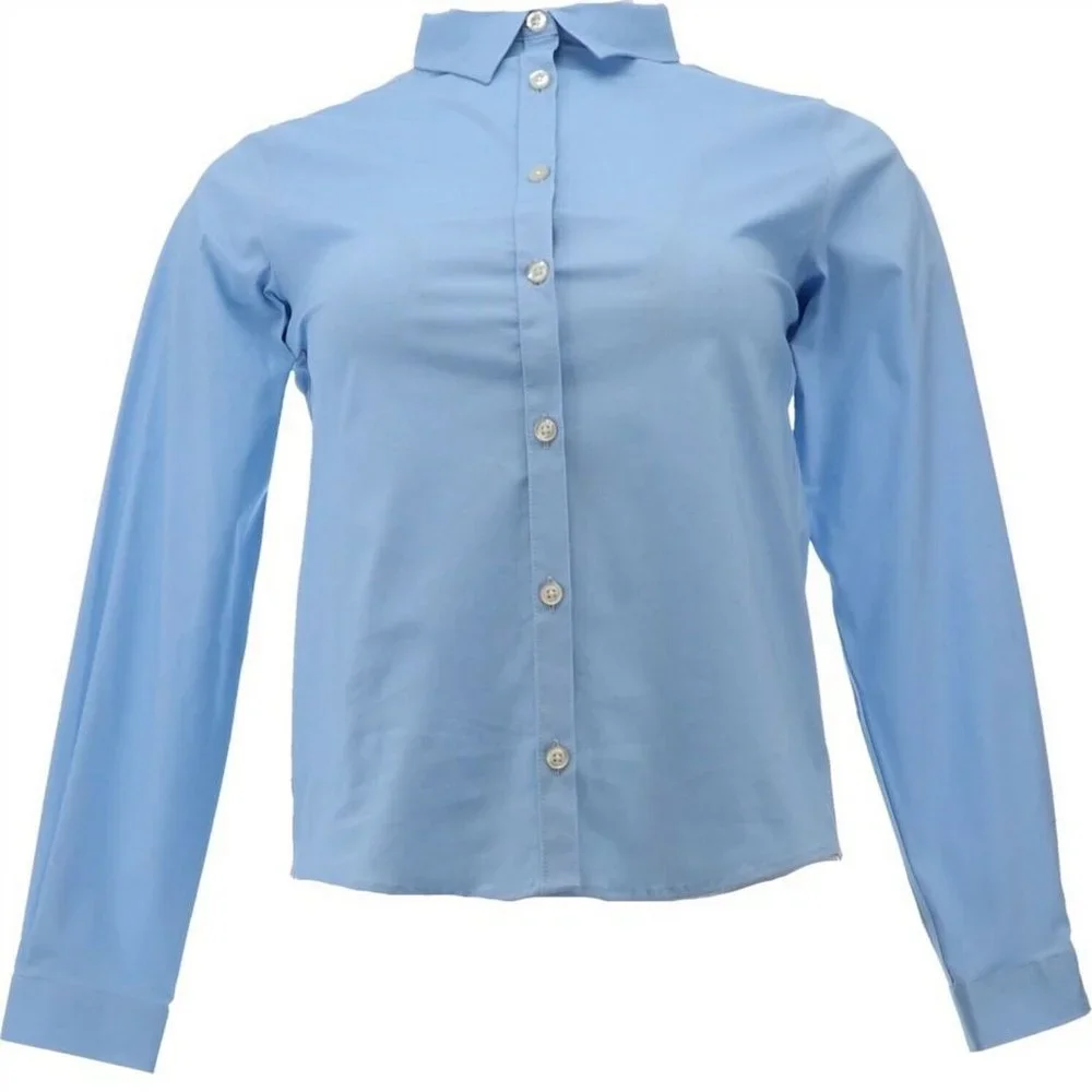 NWT LANDS' END UNIFORM BIG GIRL'S WOVEN BROADCLOTH TOP LIGHT SEA‎ BLUE 16